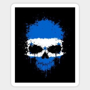 Chaotic Honduran Flag Splatter Skull Sticker